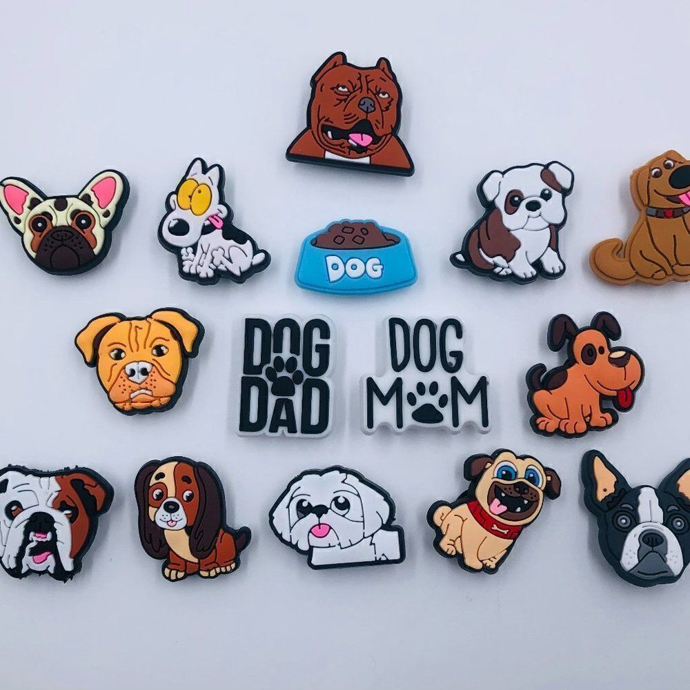 15pc Dog Shoe Charms Dogs Pet Accessories Fits Crocs Wristband Accessories